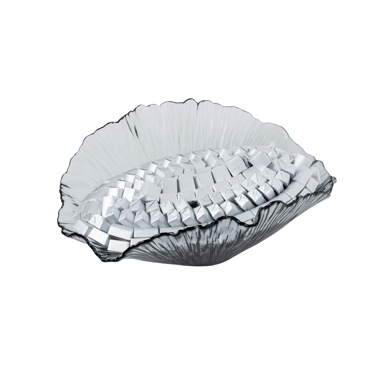 Curved Gray Glass Chocolate Tray