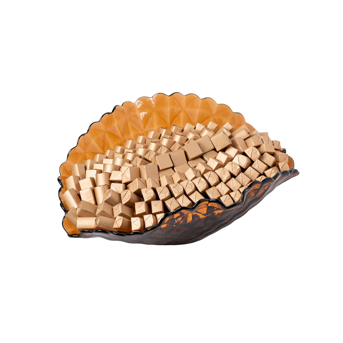 Curved Amber Glass Chocolate Tray